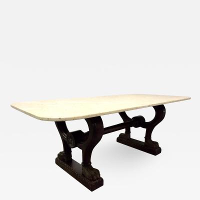 Antique Italian Marble Walnut Table