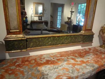 Antique Italian Neoclassical Style Faux Marble and Giltwood Mirror