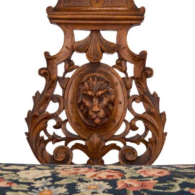 Antique Italian grotto furniture carved wood and needlepoint settee