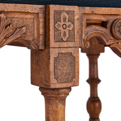 Antique Italian grotto furniture carved wood and needlepoint settee