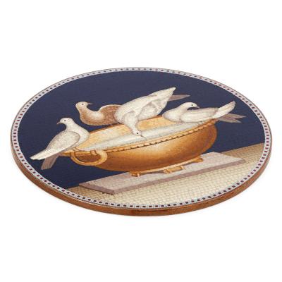 Antique Italian micromosaic plaque depicting the Capitoline Doves