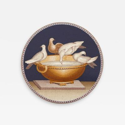 Antique Italian micromosaic plaque depicting the Capitoline Doves