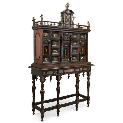 Antique Italian ormolu and hardstone mounted cabinet on stand