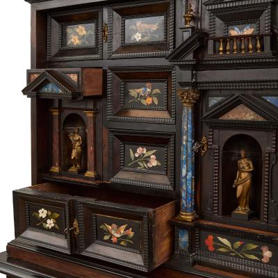 Antique Italian ormolu and hardstone mounted cabinet on stand