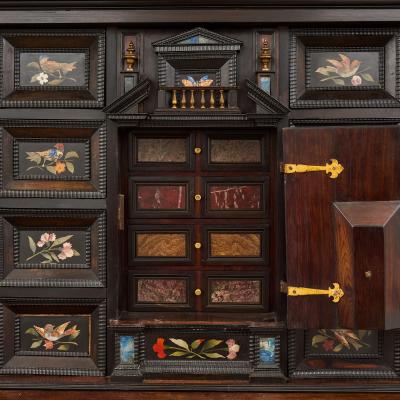 Antique Italian ormolu and hardstone mounted cabinet on stand