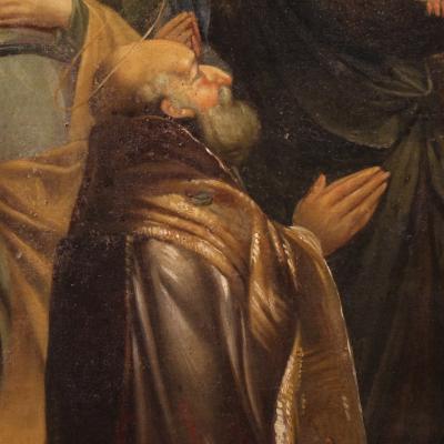 Antique Italian painting Marriage of the Virgin from the 18th century