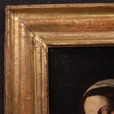 Antique Italian painting from the 17th century Holy Family