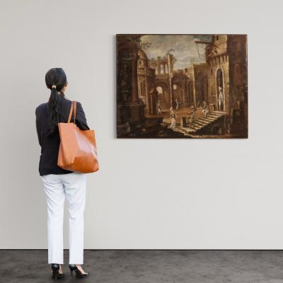 Antique Italian painting from the 18th century Architectural Capriccio