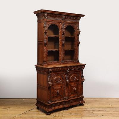 Antique Jacobean Carved Oak Cabinet