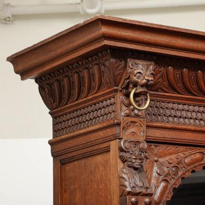 Antique Jacobean Carved Oak Cabinet