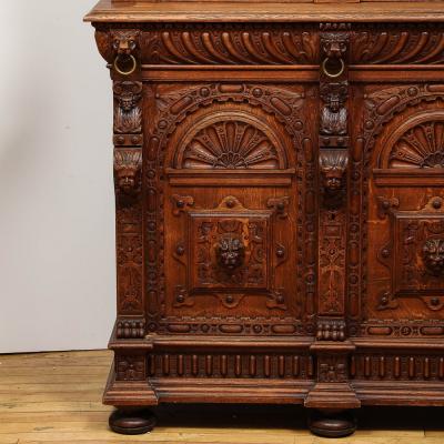 Antique Jacobean Carved Oak Cabinet