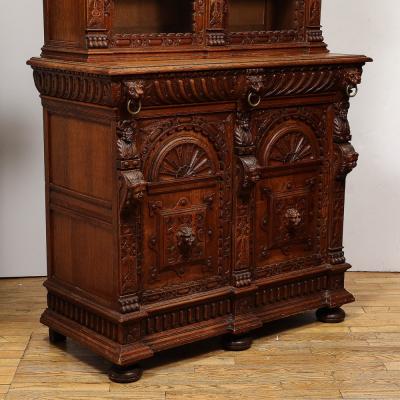 Antique Jacobean Carved Oak Cabinet