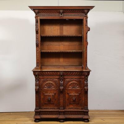 Antique Jacobean Carved Oak Cabinet