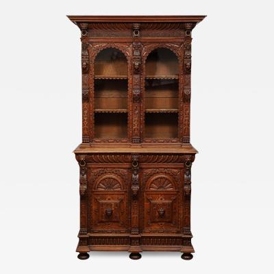 Antique Jacobean Carved Oak Cabinet