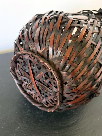 Antique Japanese Bamboo Basket Ikebana Mingei Style