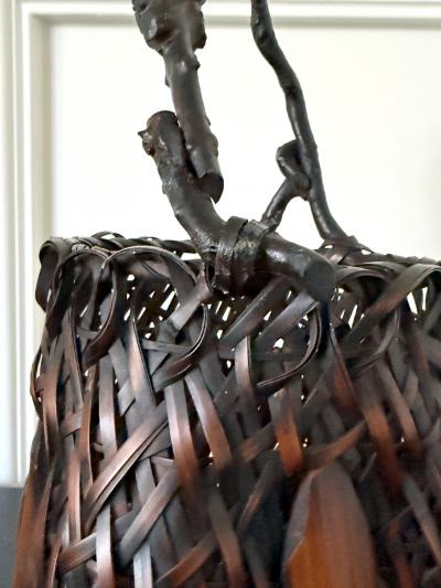 Antique Japanese Bamboo Basket Ikebana Mingei Style