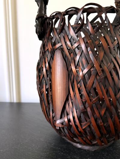 Antique Japanese Bamboo Basket Ikebana Mingei Style