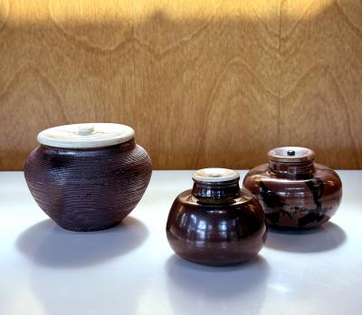 Antique Japanese Ceramic Tanba Chaire with Lid