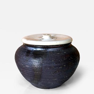 Antique Japanese Ceramic Tanba Chaire with Lid