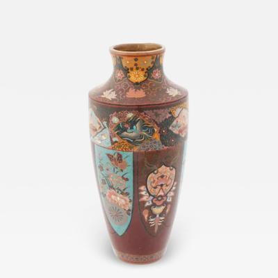 Antique Japanese Cloisonne Enamel Gold Stone Vase