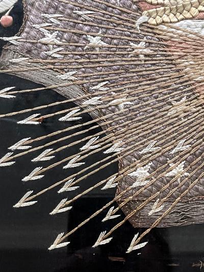 Antique Japanese Export Silk Embroidery Panel of American Union