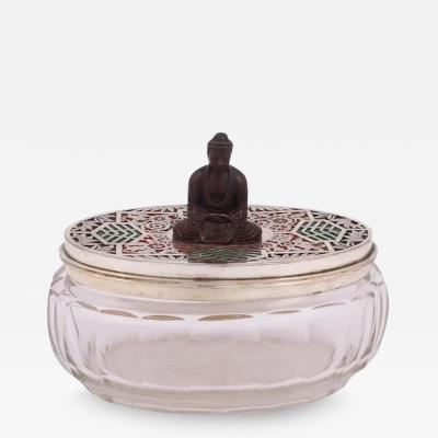 Antique Japanese Glass An Enamel Box With Buddha