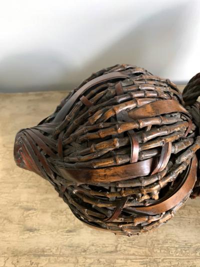 Antique Japanese Gourd Shape Bamboo Ikebana Basket