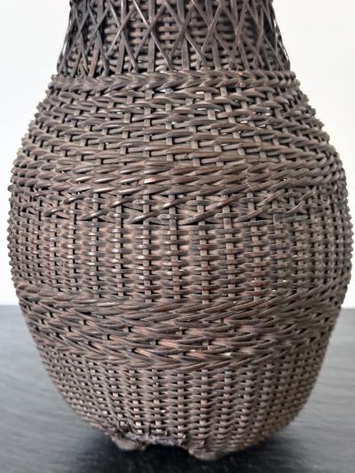 Antique Japanese Hanging Ikebana Bamboo Basket