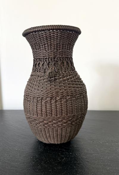 Antique Japanese Hanging Ikebana Bamboo Basket