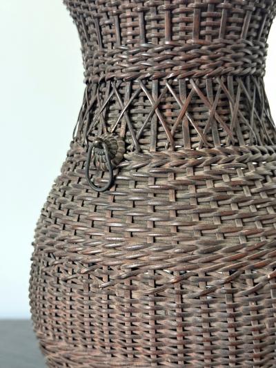 Antique Japanese Hanging Ikebana Bamboo Basket