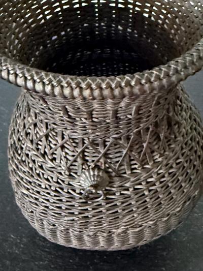 Antique Japanese Hanging Ikebana Bamboo Basket