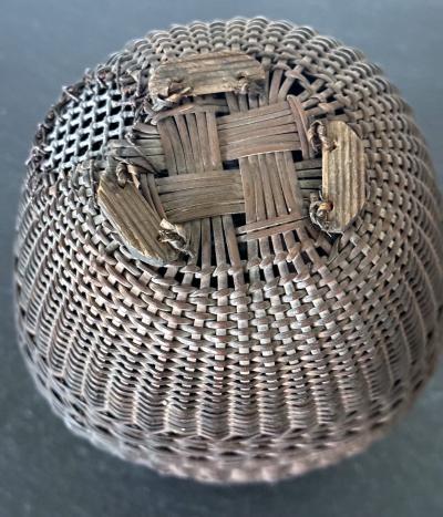 Antique Japanese Hanging Ikebana Bamboo Basket