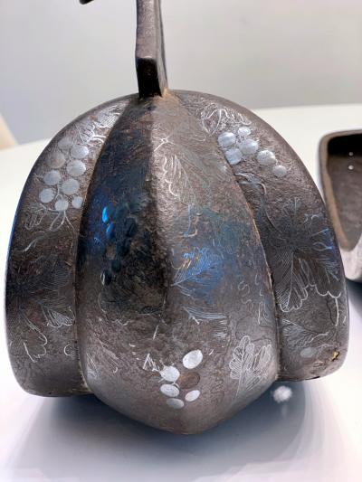 Antique Japanese Iron Stirrups with Silver Inlay