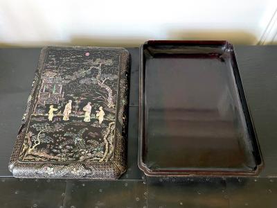 Antique Japanese Lacquer and Inlay Box from Ryukyu Island