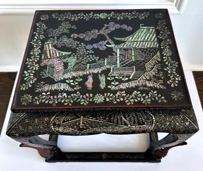 Antique Japanese Lacquer and Inlay Table from Ryukyu Islands