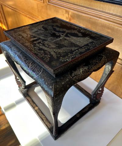 Antique Japanese Lacquer and Inlay Table from Ryukyu Islands