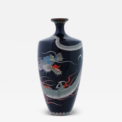 Antique Japanese Meiji Cloisonne Enamel Dragon Vase