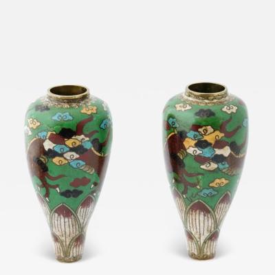 Antique Japanese Meiji Era Cloisonne Enamel Vases