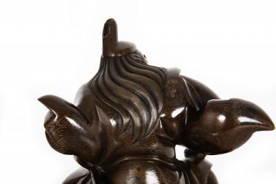 Antique Japanese Meiji Period Bronze Sculpture Okimono of Samurai Warrior