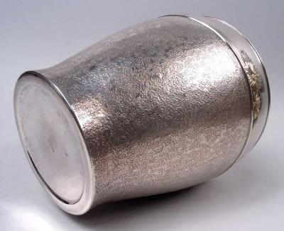 Antique Japanese Meiji Silver Daisy Vase with Applied Gold Flowers