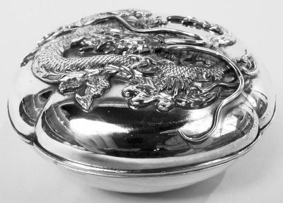 Antique Japanese Meiji Silver Dragon Box