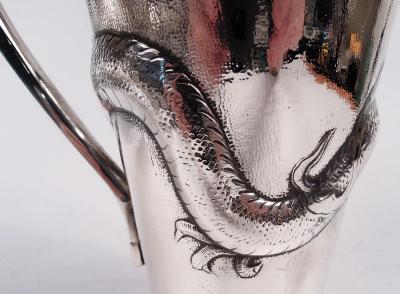 Antique Japanese Meiji Silver Firewater Dragon Cocktail Shaker