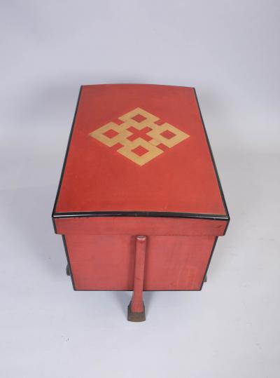 Antique Japanese Red Lacquer Armor Box