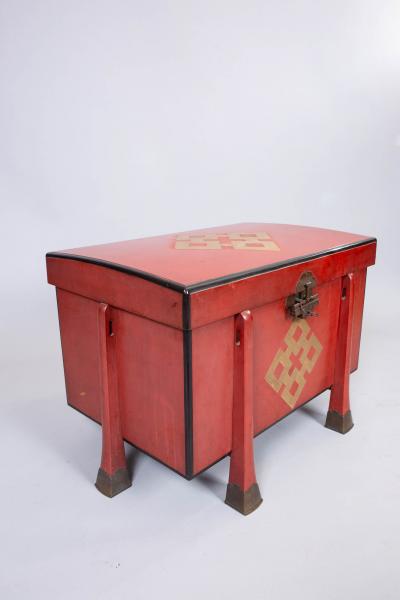 Antique Japanese Red Lacquer Armor Box