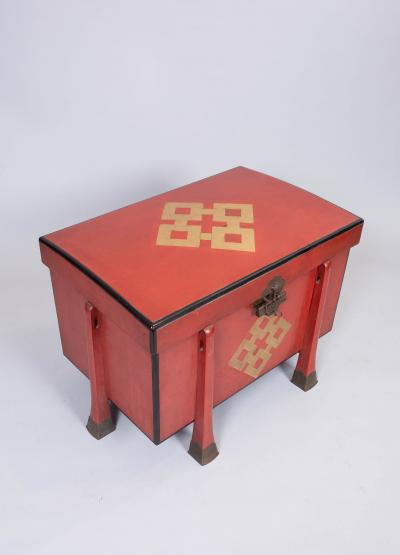 Antique Japanese Red Lacquer Armor Box