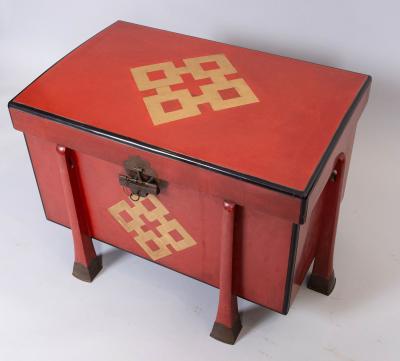 Antique Japanese Red Lacquer Armor Box