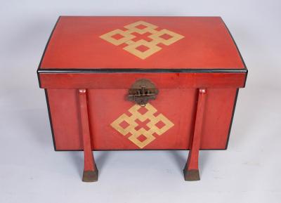 Antique Japanese Red Lacquer Armor Box