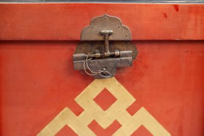 Antique Japanese Red Lacquer Armor Box