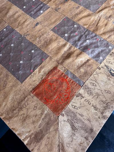 Antique Japanese Silk Kesa Monks Robe with Patchwork Meiji Era