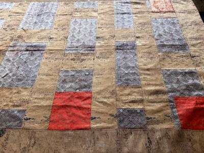 Antique Japanese Silk Kesa Monks Robe with Patchwork Meiji Era